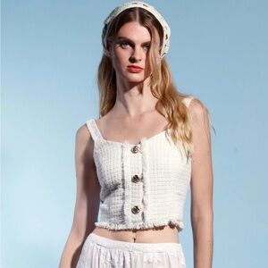 Walter Baker White Aria Tweed Top XS